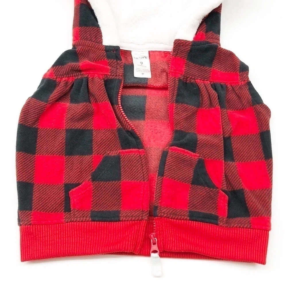 Carter's buffalo plaid fleece vest with hood